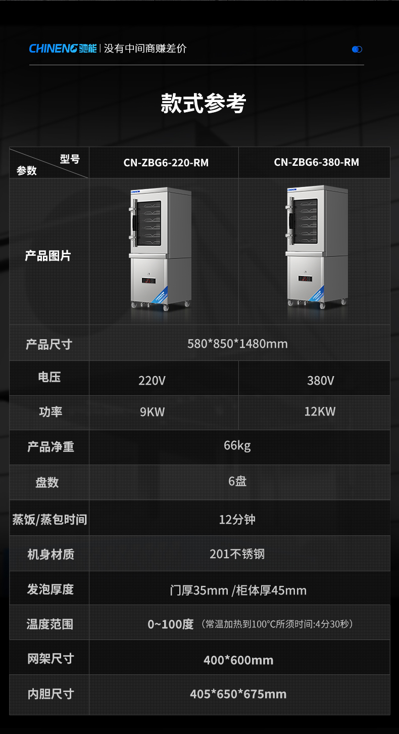 蒸包柜參數(shù)表